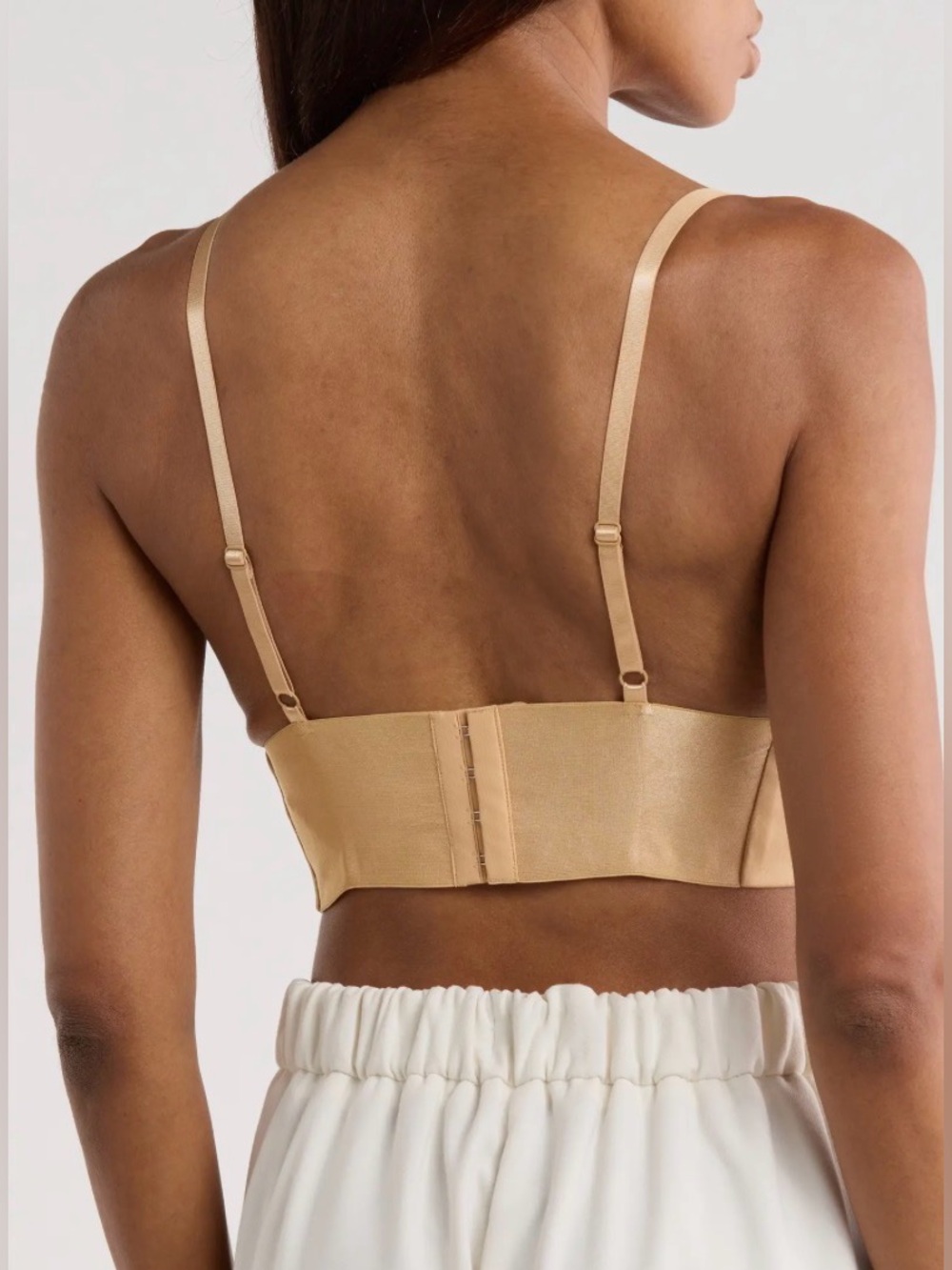 NWT L'AGENCE Ginger Lace Trim Silk Bralette in Color: Latte - Picture 2 of 3